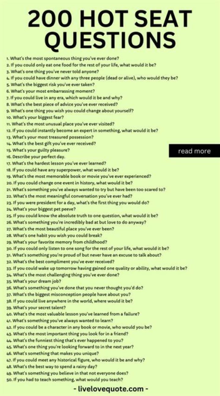 20 Unique Hot Seat Questions Add Spark in your Conversation