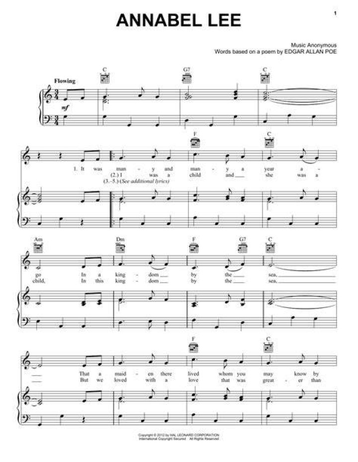 Annabel Lee Sheet Music Direct