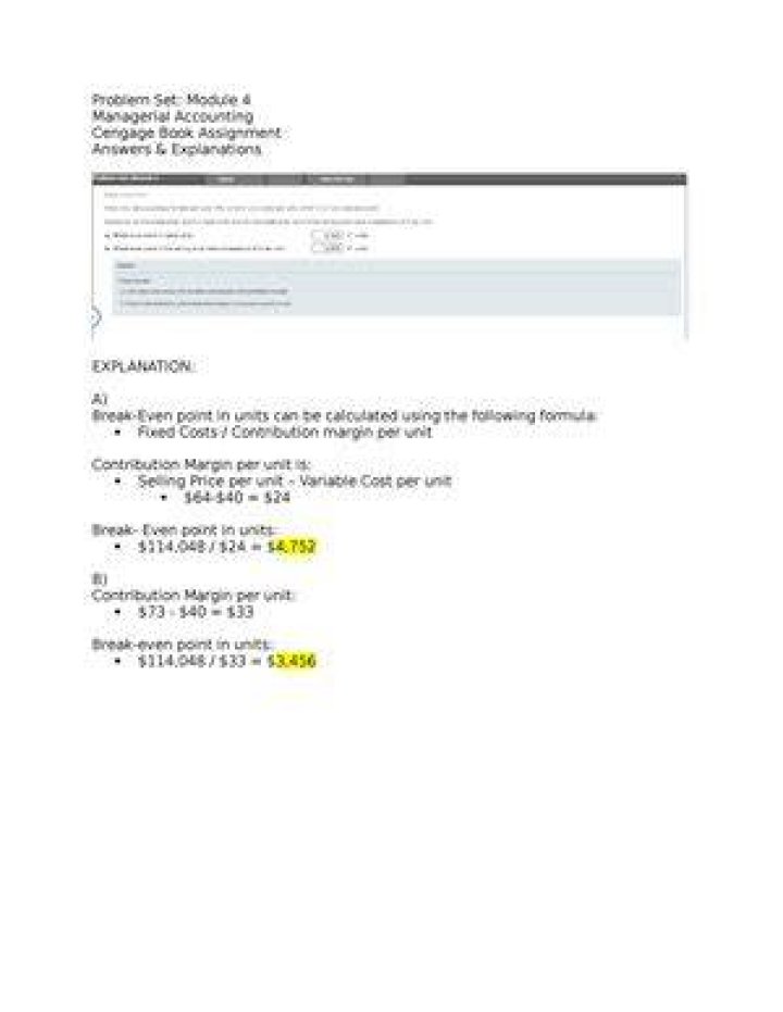Cengage Problem Set Module 4 04.06 ex SNHU ACC202 Managerial