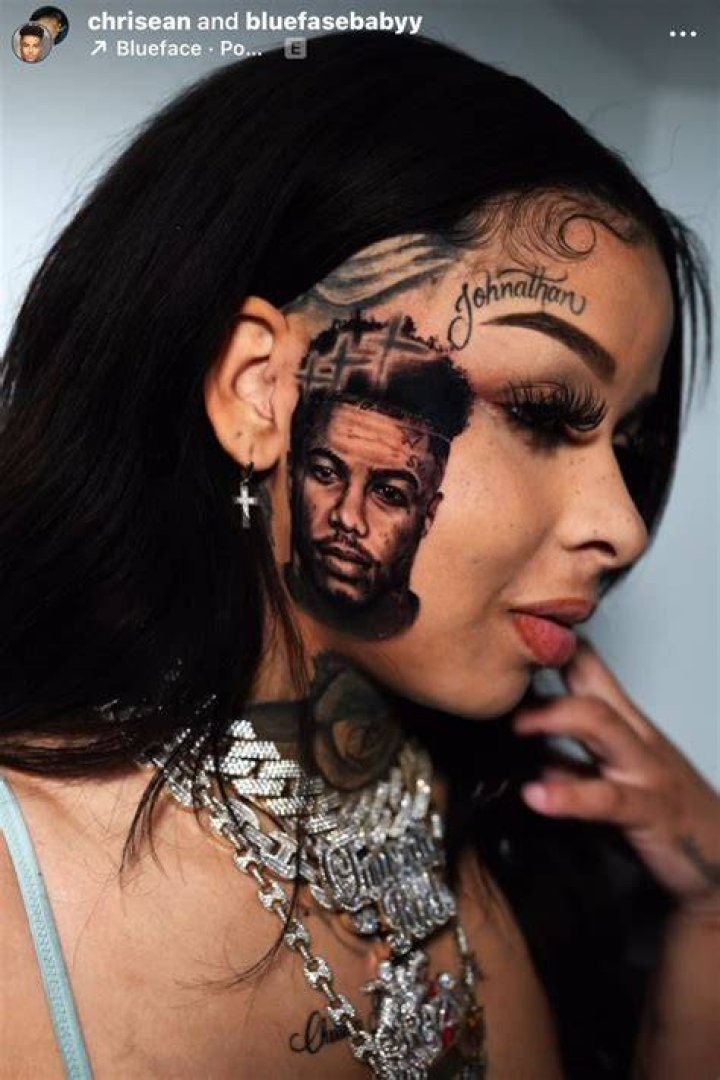 Chrisean Rock gets new tattoo of baby daddy Blueface on her FACE and