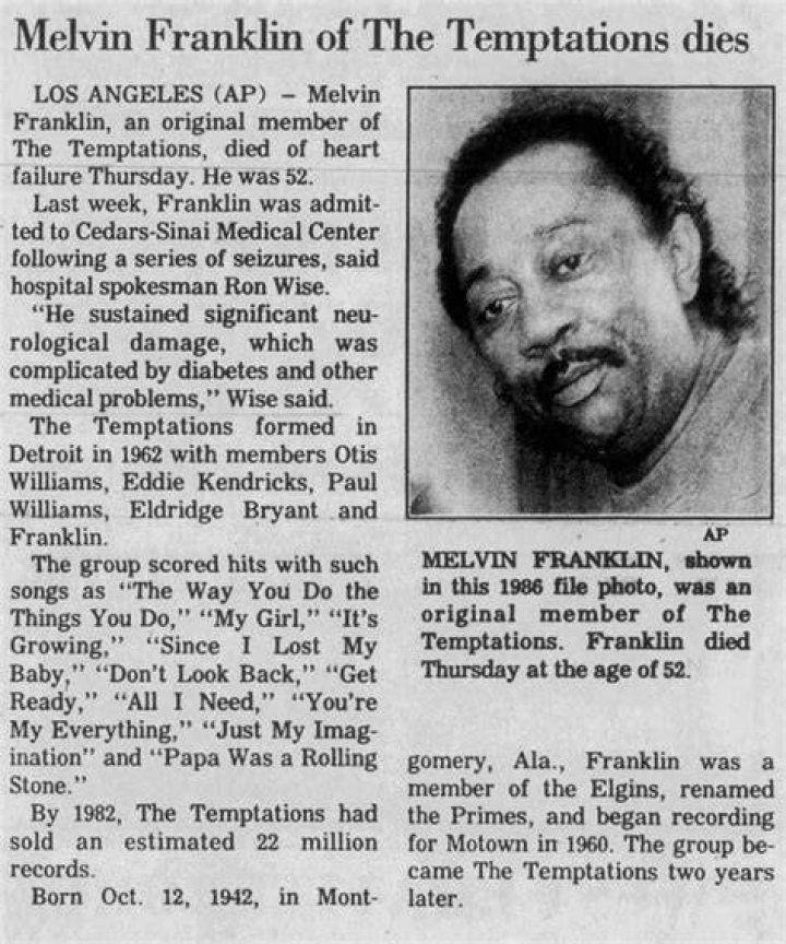 Did Melvin Franklin die at home? Celebrity.fm 1 Official Stars