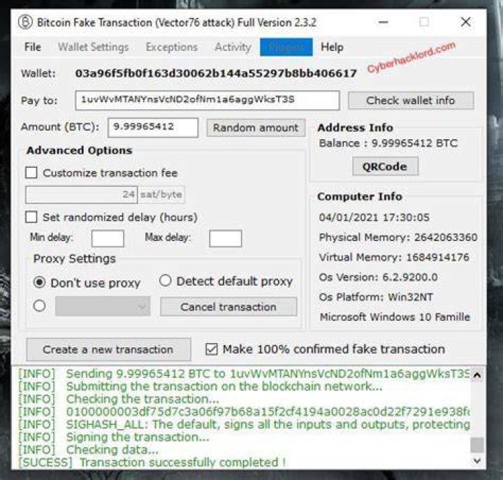 Fake bitcoin transaction generator download Alaya