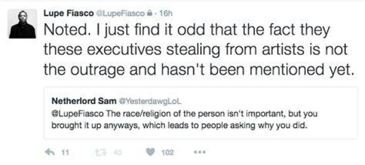 Lupe Fiasco Tweets "Blacked or Blacked Raw?" ktt2