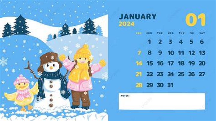 Monthly Calendar Design January 2024 Vector, January 2024 Calendar