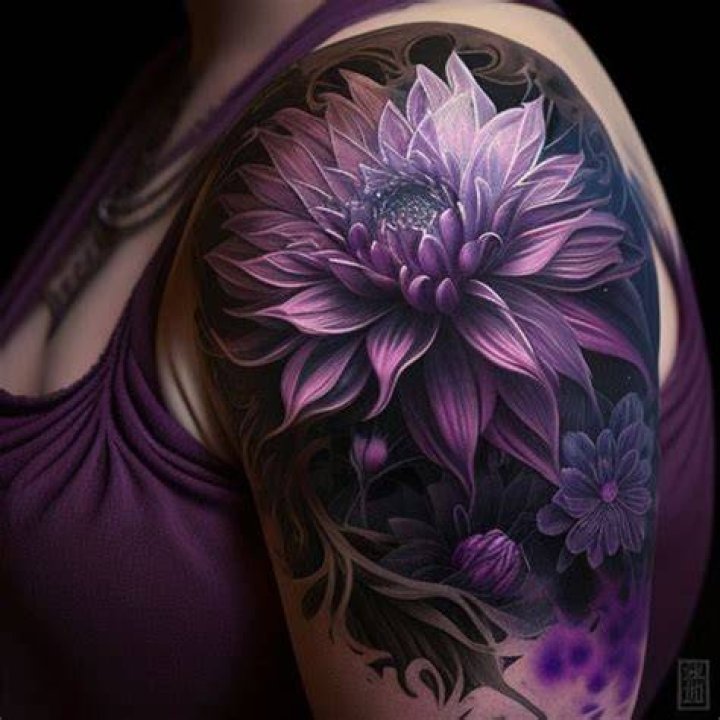 Purple Tattoos, Pretty Tattoos, Dope Tattoos, Black And Grey Tattoos