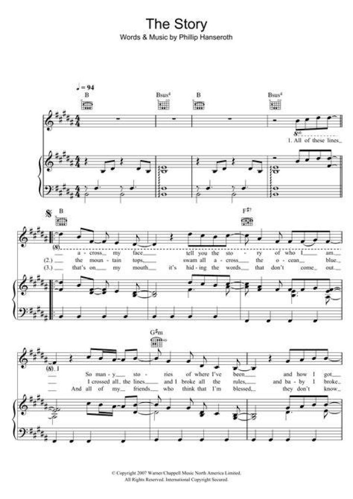 The Story Sheet Music Brandi Carlile Piano, Vocal & Guitar Chords