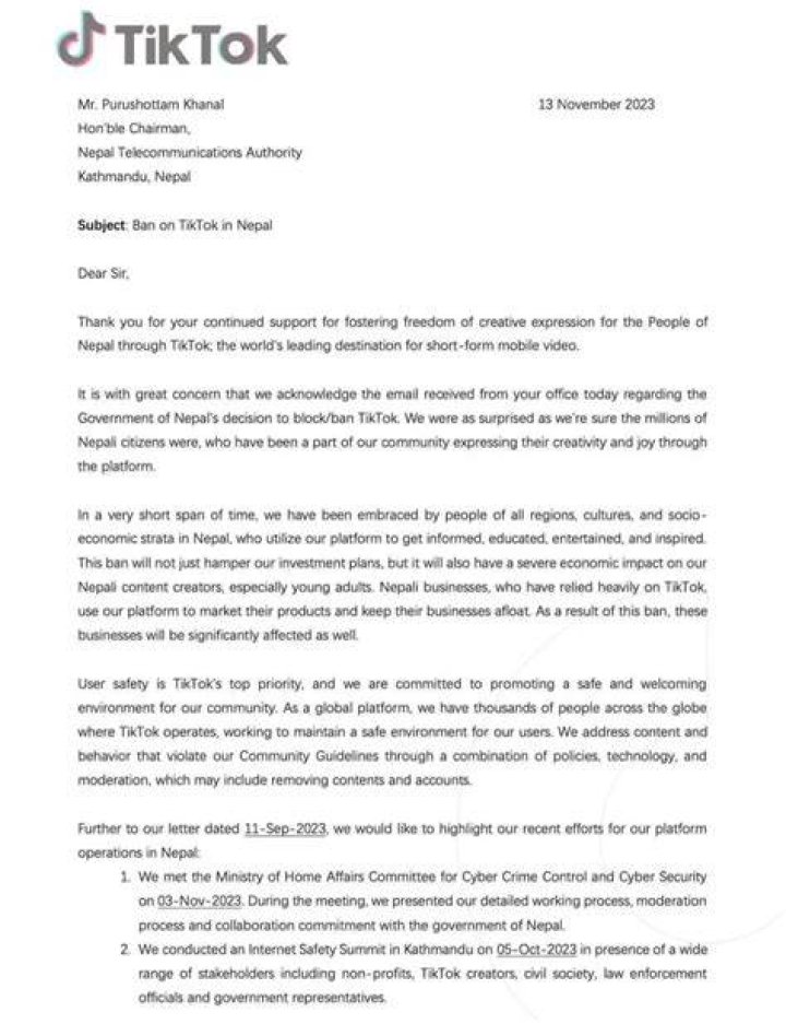 TikTok sends 7pt letter to NTA says, &ldquo;we are surprised by the