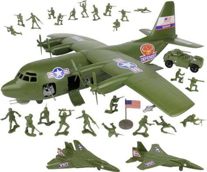 TimMee Plastic Army Men C130 Playset 27pc Giant Military Airplane USA