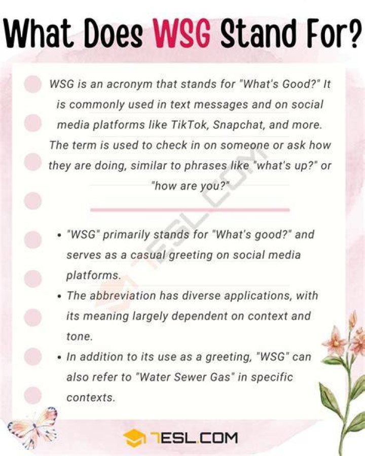 WSG Meaning What Does WSG Mean in Texting and Social Media? • 7ESL