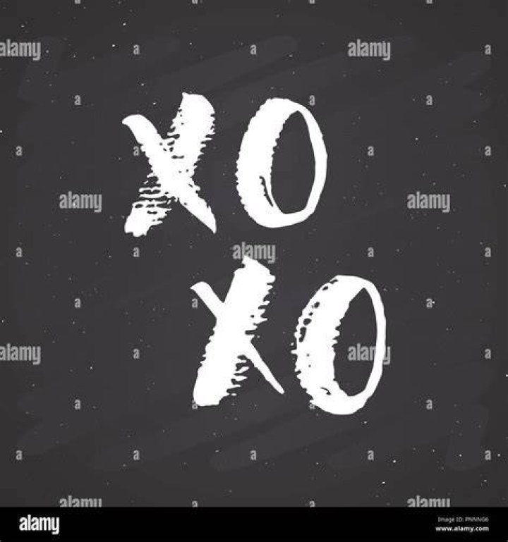 XOXO brush lettering sign, Grunge calligraphic hugs and kisses Phrase